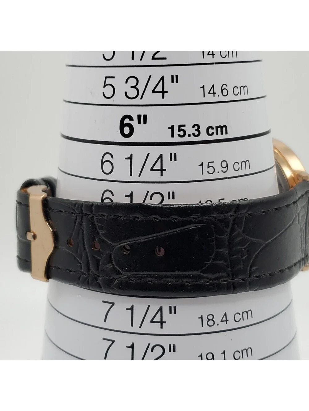 Geneva Quartz Watch 38mm Rose Gold Tone Black Leather Band New Battery